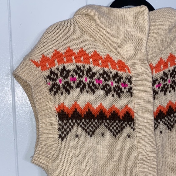 Free People Women’s Cream Chunky Knit Snap Up County Fall Vest Size Small - Picture 2 of 11